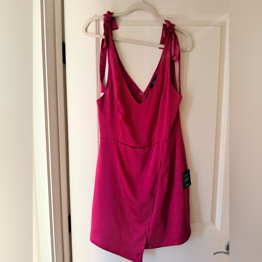 Lulu's Vibrant Pink V-Neck Dress
